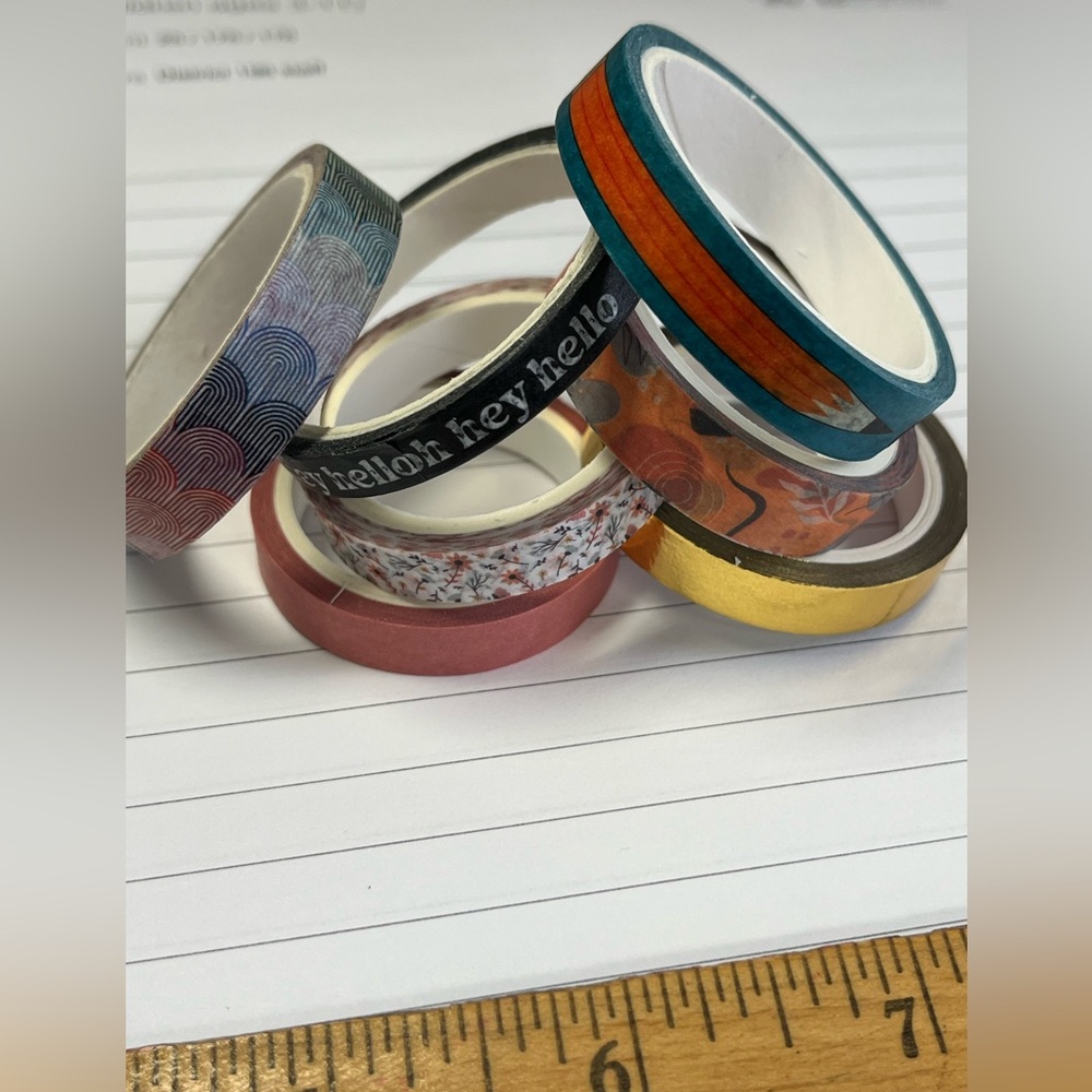 Washi Tape Colorful Decorative Set of 7 Rolls